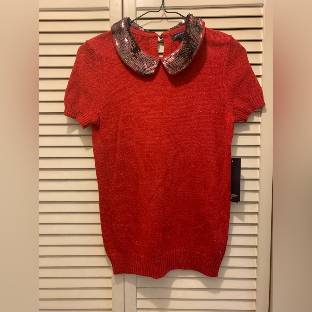 Tommy Hilfiger red shirt blouse XS brand new with tags